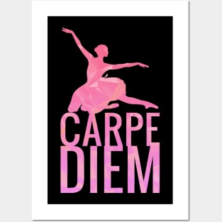 Carpe Diem Ballerina Motivational Quote Posters and Art